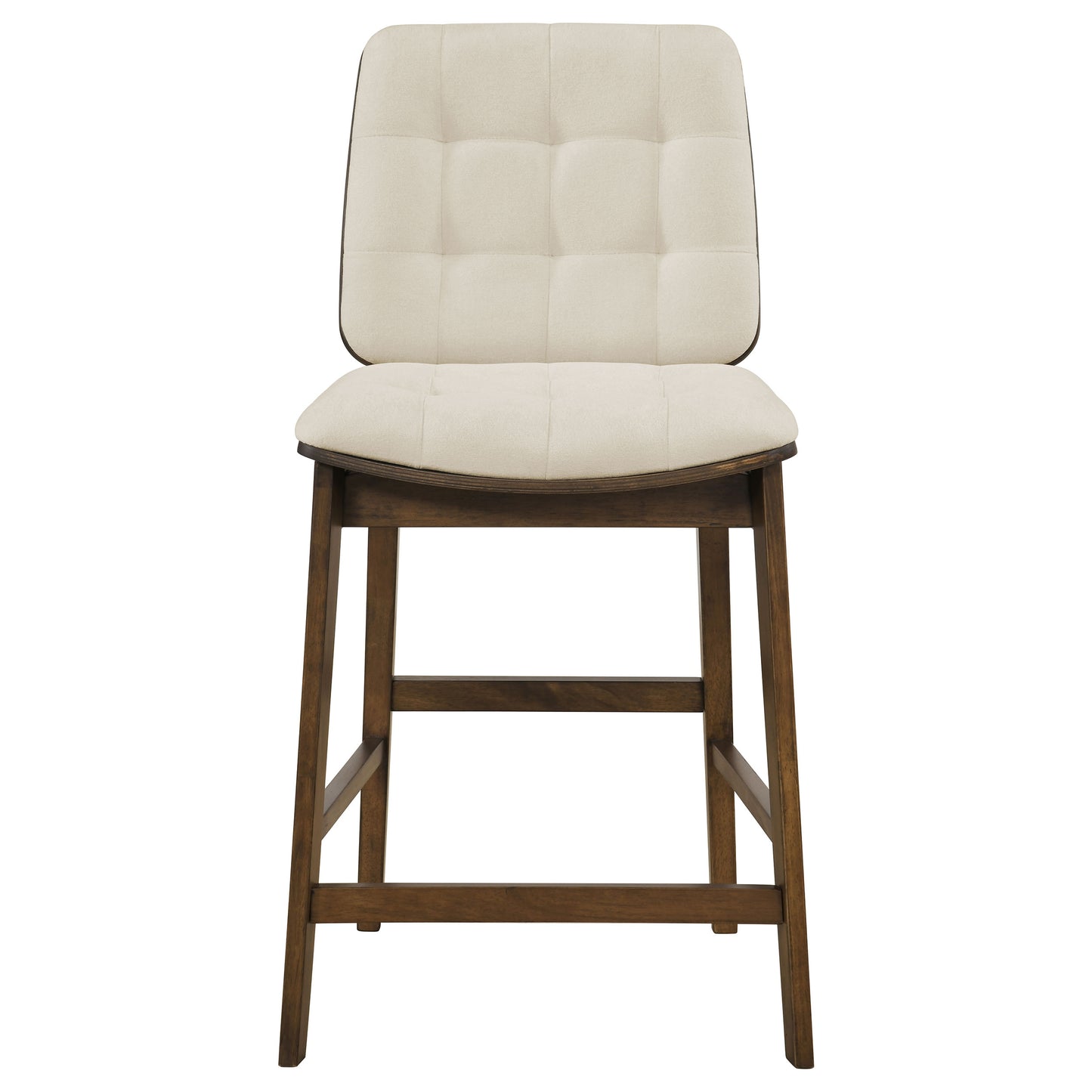 Redbridge Velvet Upholstered Counter Chair Cream and Walnut (Set of 2)