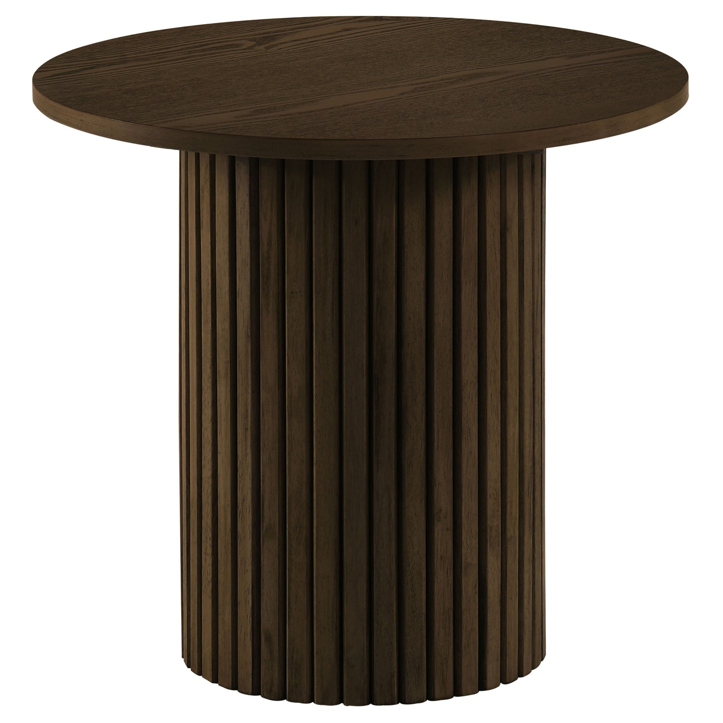 Hamlyn 2-piece Round Fluted Coffee and End Table Set Walnut