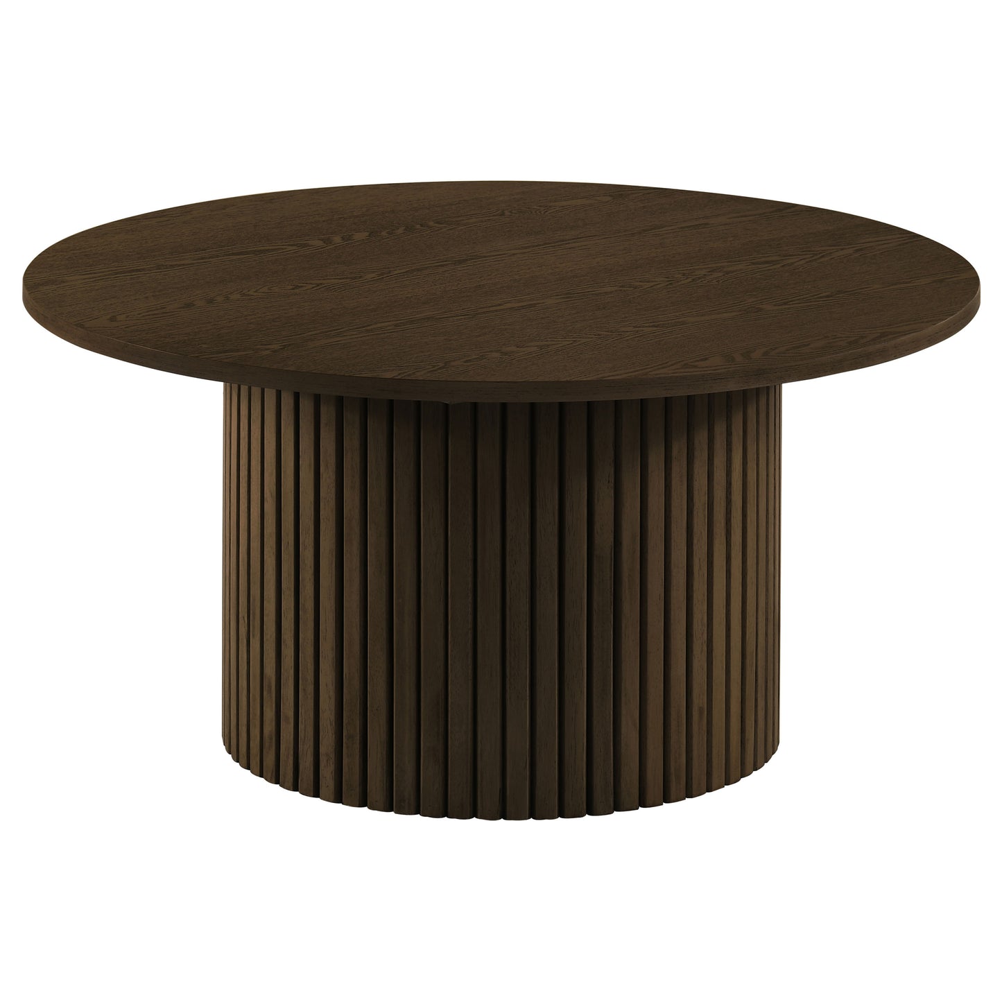 Hamlyn 2-piece Round Fluted Coffee and End Table Set Walnut