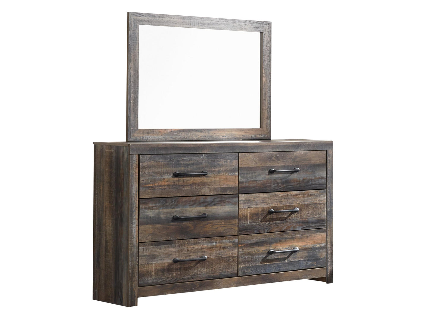 Drystan Twin Panel Headboard Bed with Mirrored Dresser, Chest and Nightstand