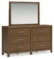 Cabalynn California King Panel Bed with Storage with Mirrored Dresser