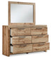 Hyanna Queen Panel Storage Bed with 1 Under Bed Storage Drawer, Dresser, Mirror and Nightstand