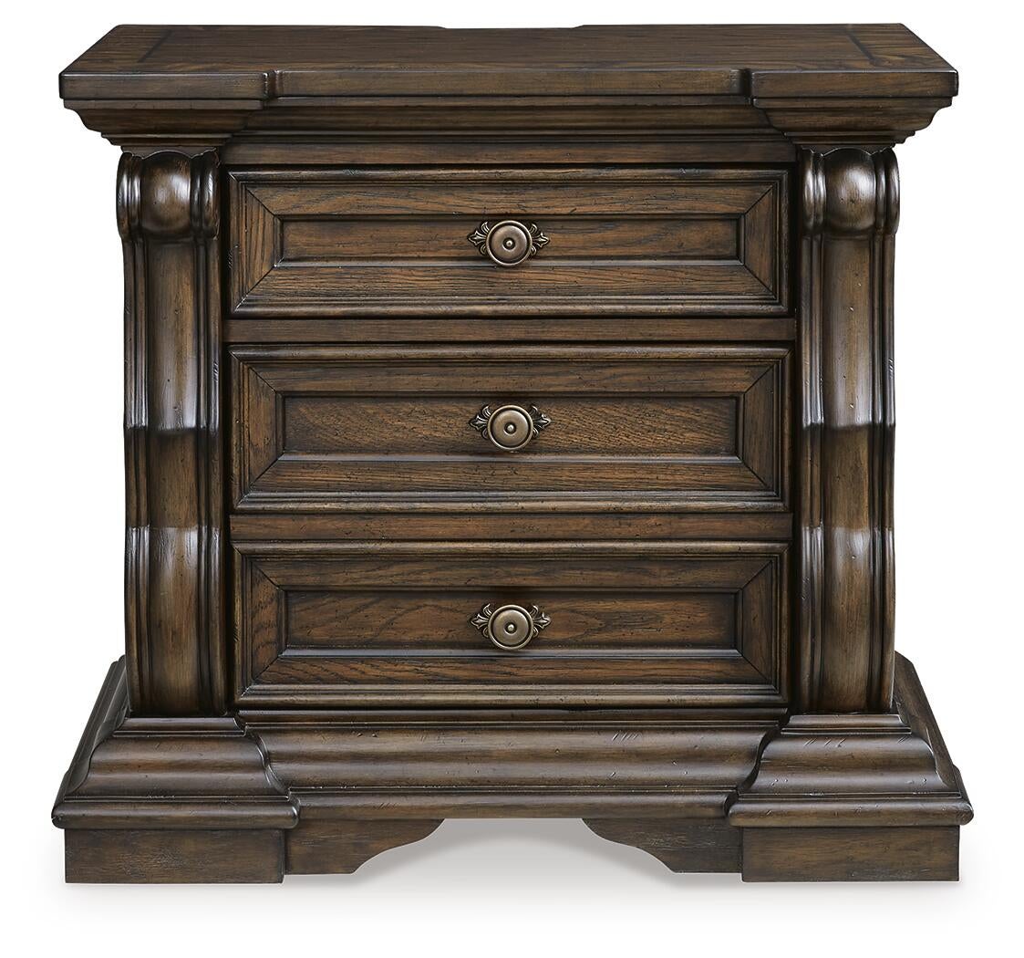 Maylee Queen Upholstered Bed with Mirrored Dresser and Nightstand