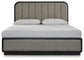 Rowanbeck California King Upholstered Panel Bed, Dresser, Mirror, Chest and Nightstand