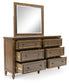Sturlayne California King Upholstered Panel Bed, Dresser, Mirror, Chest and Nightstand