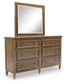 Sturlayne California King Upholstered Panel Bed, Dresser, Mirror, Chest and Nightstand