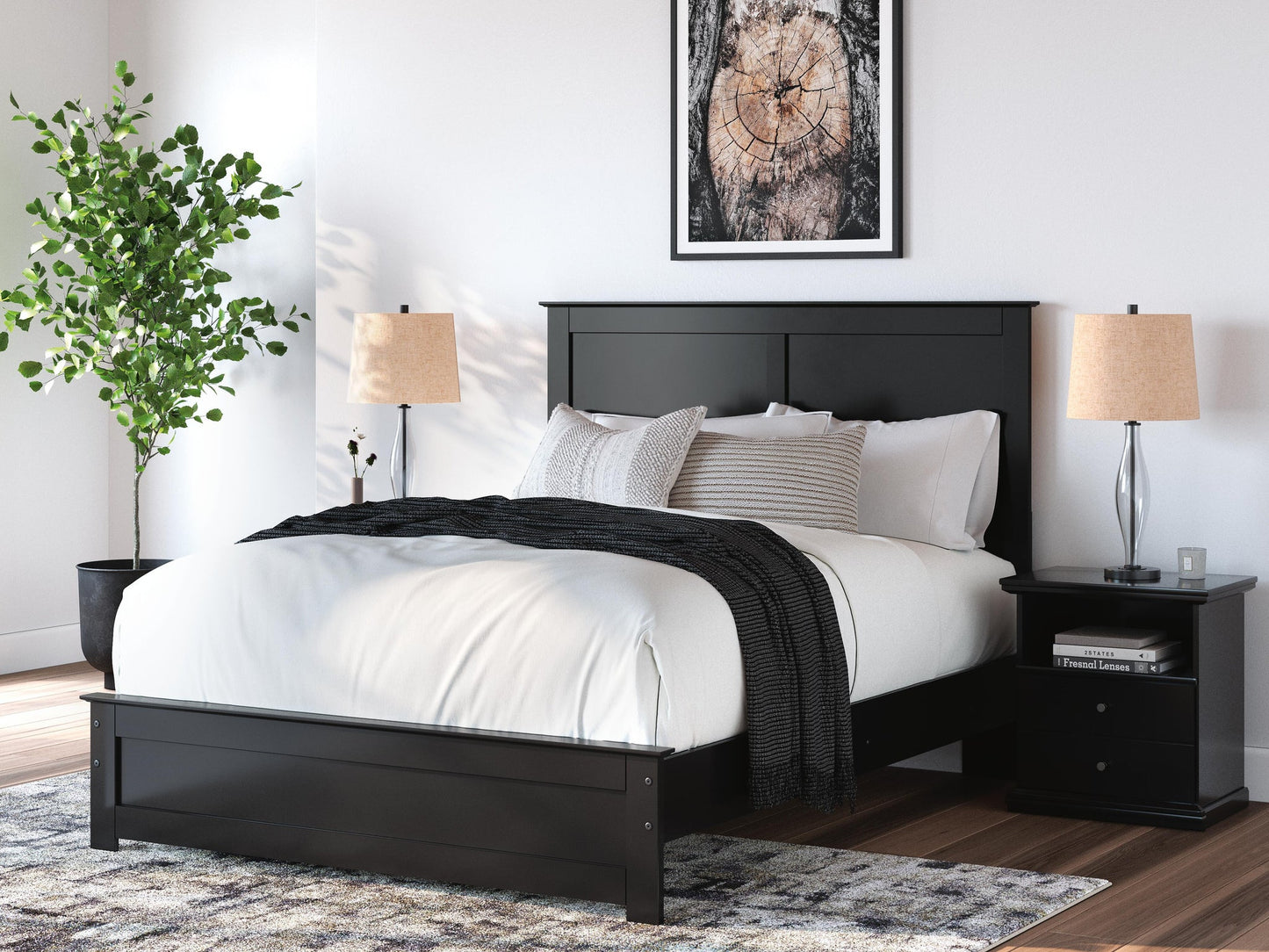 Maribel Queen Panel Bed, Dresser, Mirror, Chest and Nightstand