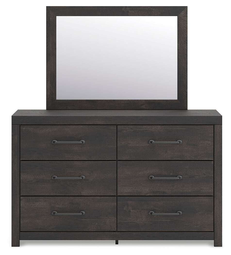 Delmorta King Panel Bed, Dresser and Mirror