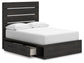 Delmorta Full Panel Storage Bed, Dresser and Mirror