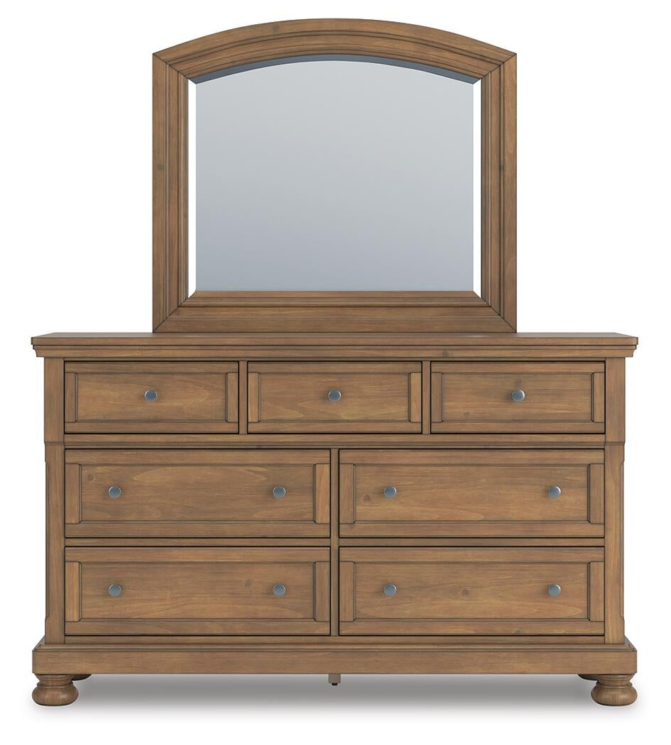 Feddinger California King Panel Bed with Mirrored Dresser