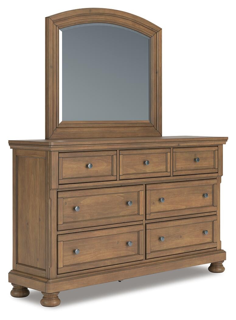 Feddinger California King Panel Bed with Mirrored Dresser