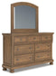 Feddinger California King Panel Bed with Mirrored Dresser