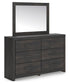 Delmorta Twin Panel Bed, Dresser and Mirror