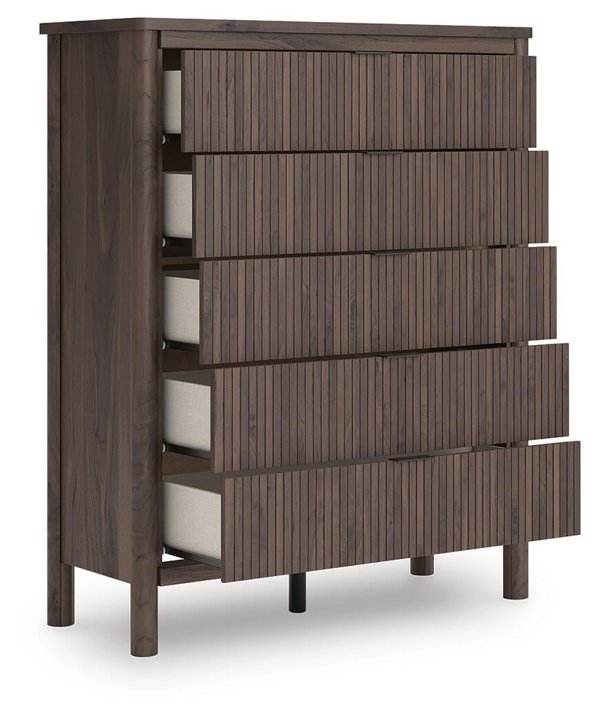 Cadmori Twin Panel Platform Bed, Dresser, Mirror, Chest and Nightstand