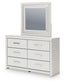 Birmonton Queen Upholstered Panel Bed, Dresser and Mirror