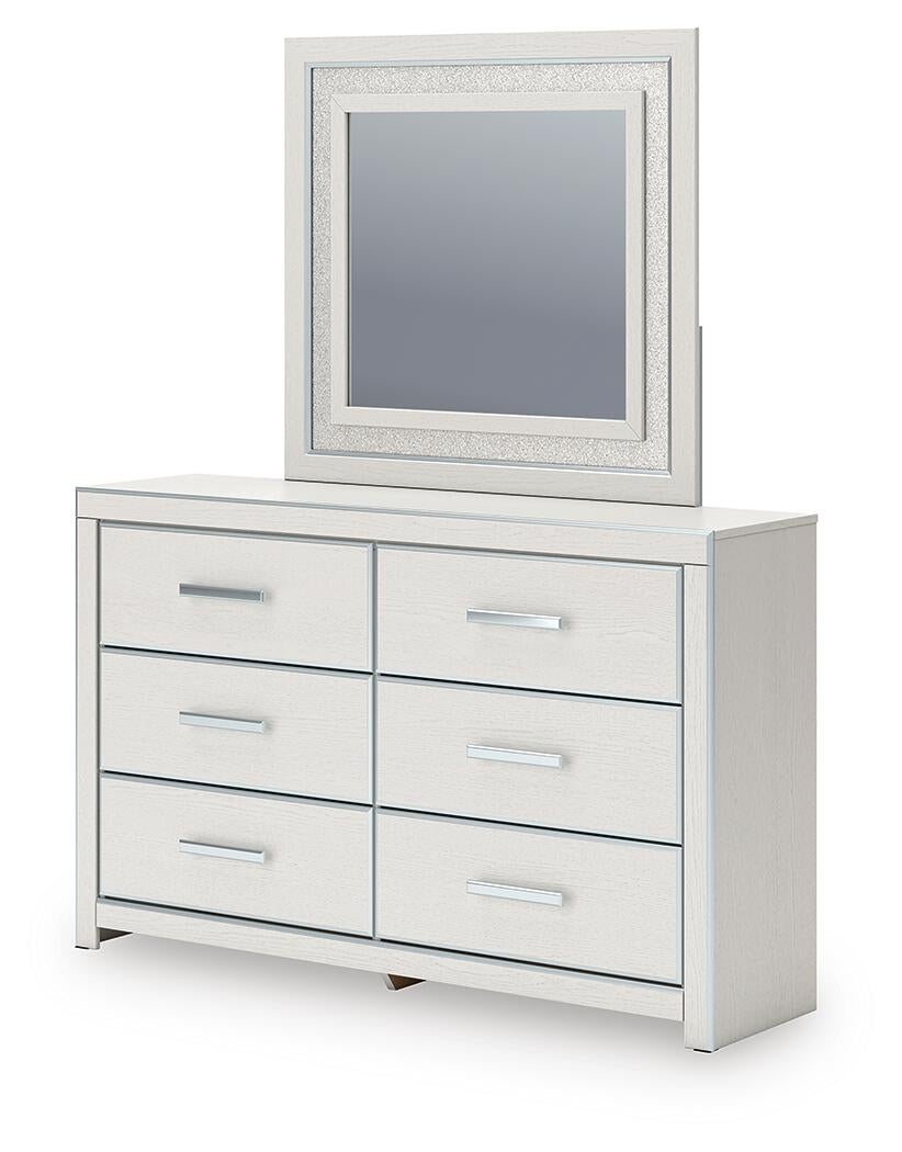 Birmonton Queen Upholstered Panel Platform Storage Bed, Dresser, Mirror and Nightstand