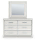 Birmonton Queen Upholstered Panel Platform Bed, Dresser and Mirror