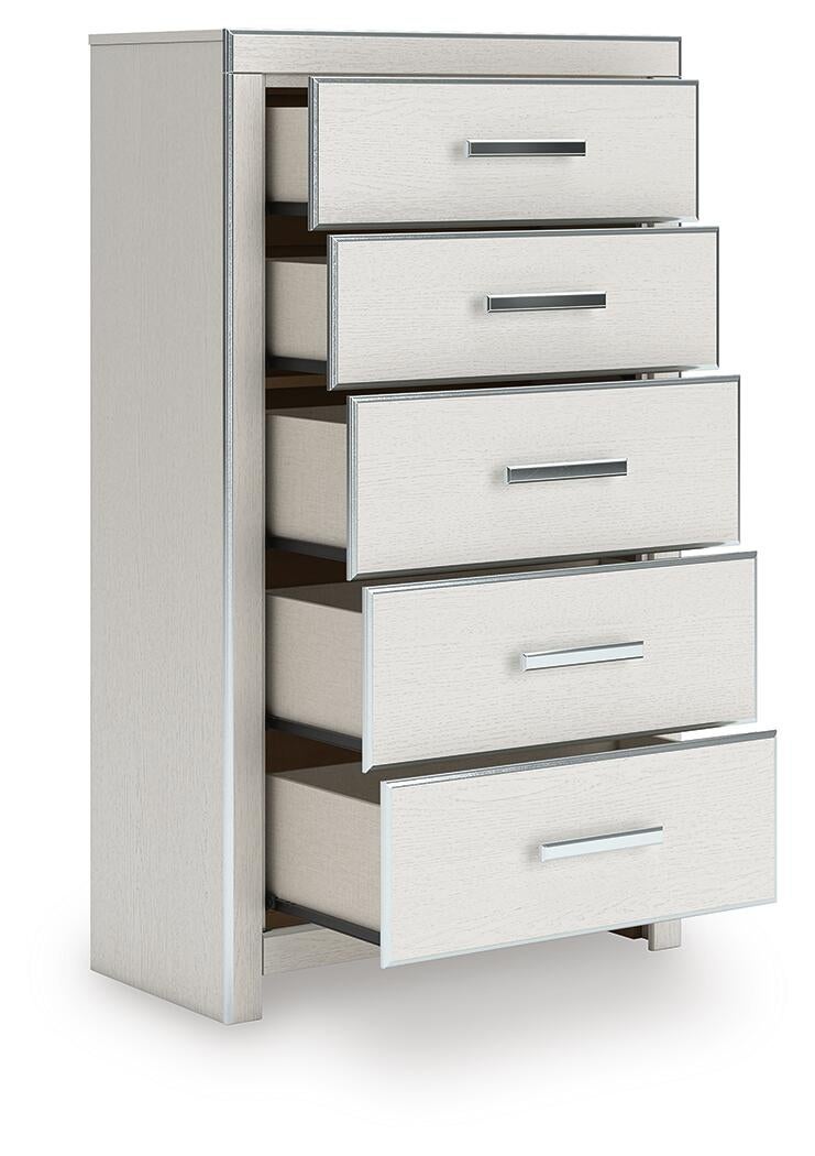 Birmonton King Upholstered Panel Bed, Dresser, Mirror, Chest and Nightstand