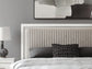 Zuraleus King Upholstered Panel Platform Storage Bed, Dresser and Mirror
