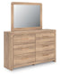 Hollymount King Upholstered Panel Bed, Dresser, Mirror and Nightstand