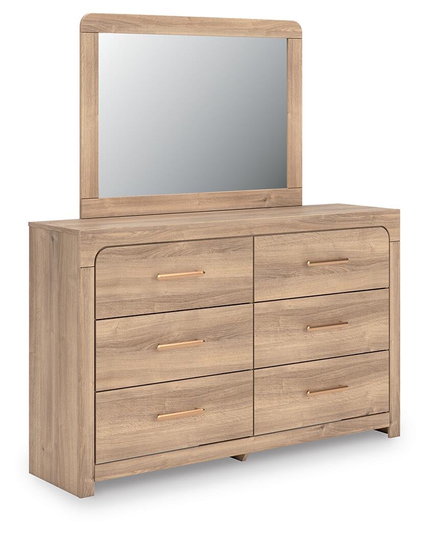 Hollymount King Upholstered Panel Bed, Dresser and Mirror
