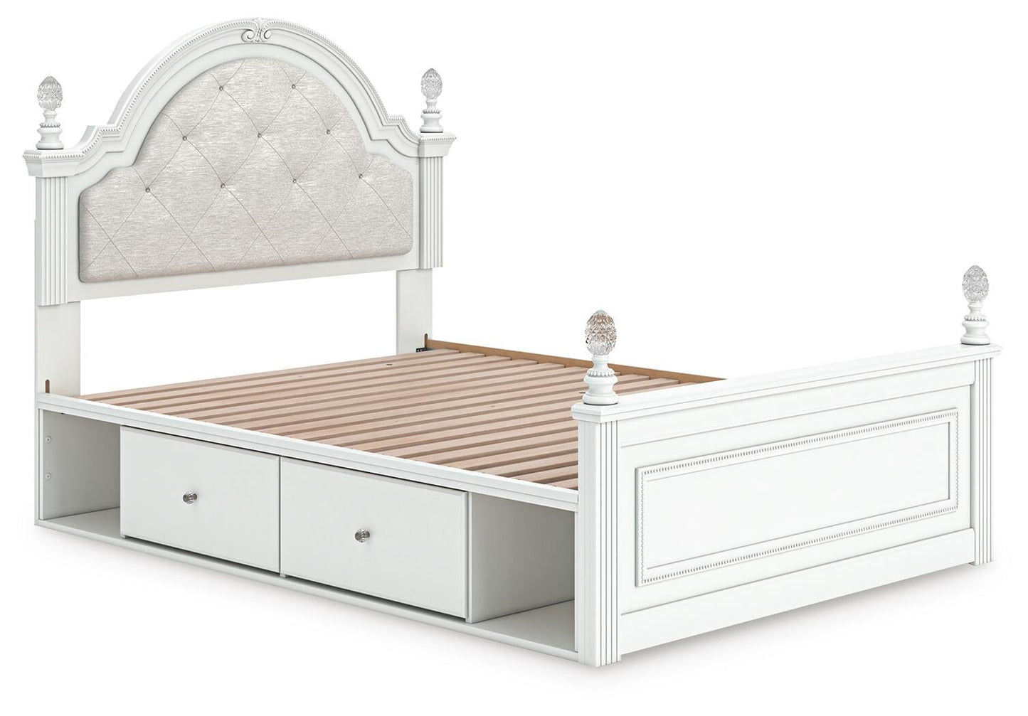 Kozlani Full Upholstered Panel Storage Bed, Dresser and Mirror