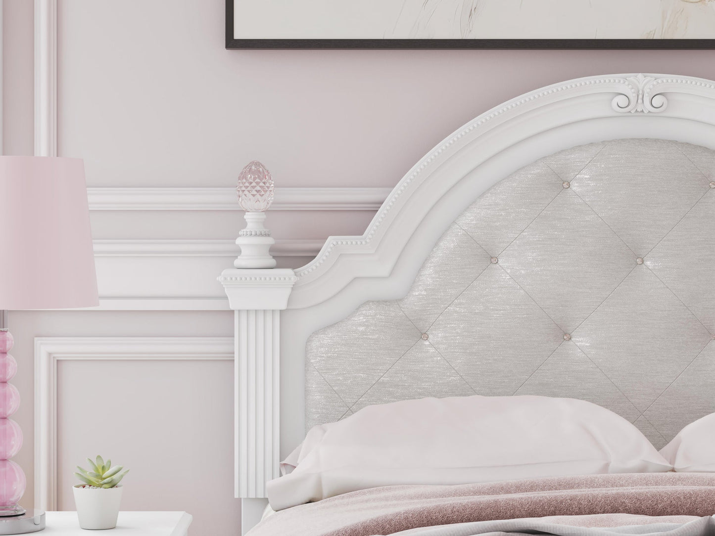 Kozlani Full Upholstered Panel Storage Bed, Dresser and Mirror