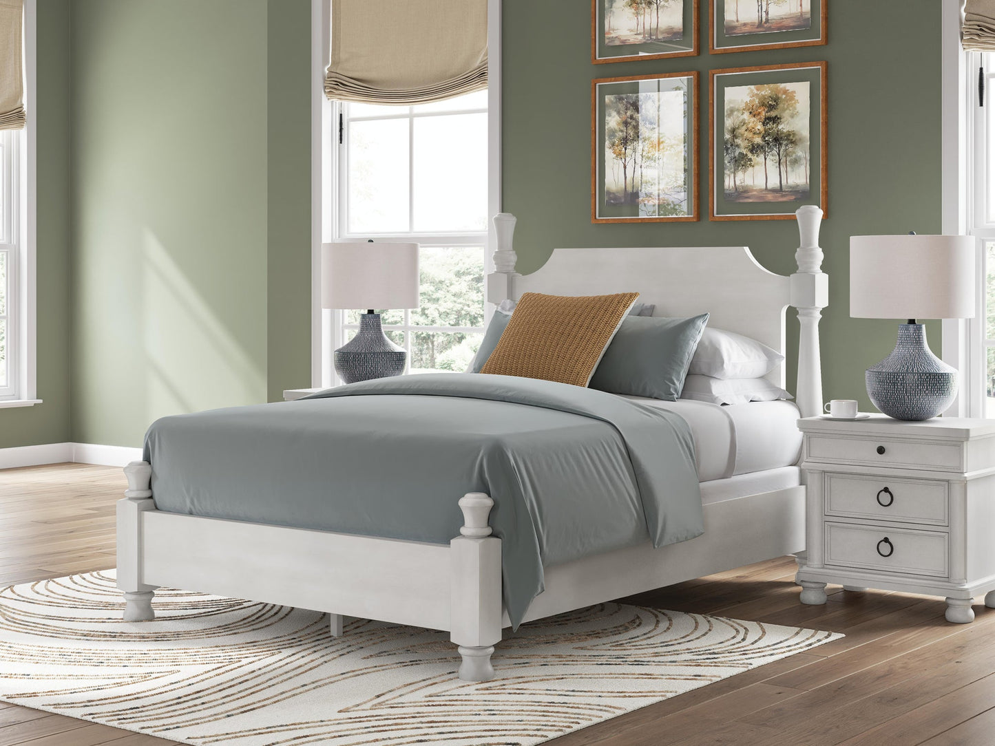 Rowlenstown Queen Poster Bed, Dresser, Mirror and Nightstand