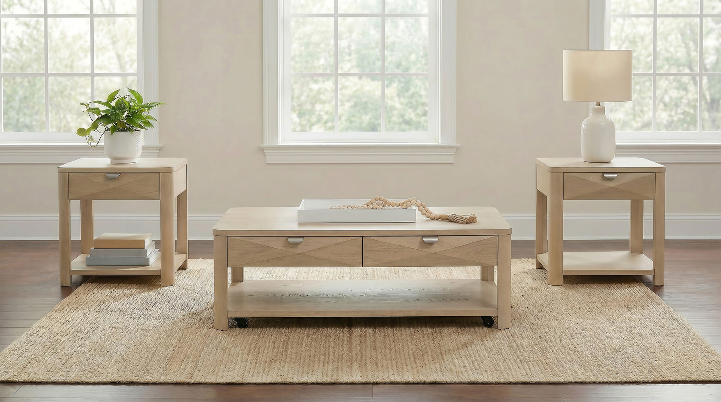 Marcelo Sofa Console Table with 2 Drawers and Shelf Light Elm