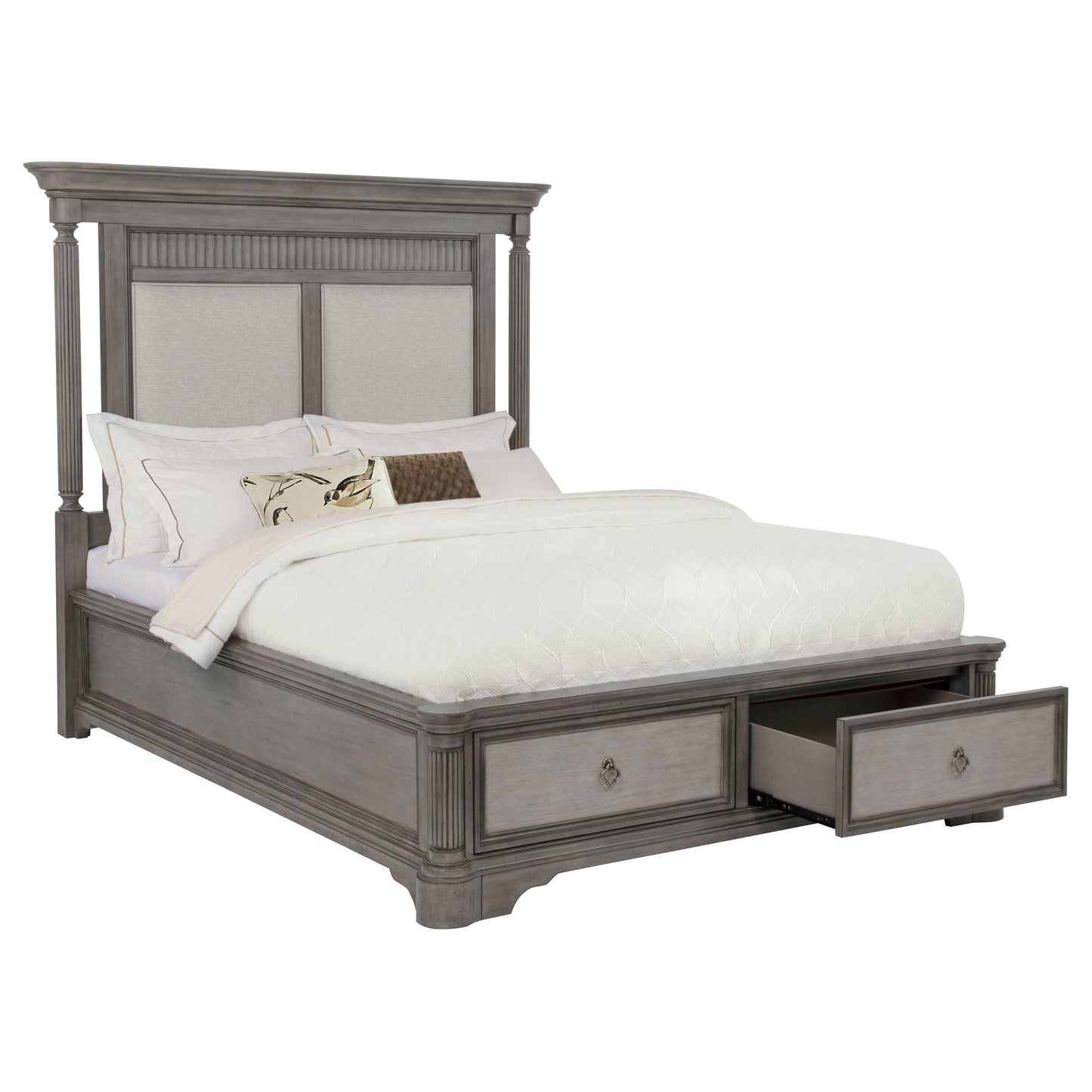 Cresswell Eastern King Upholstered Storage Platform Bed Weathered Taupe