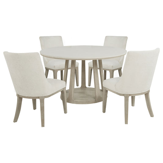 Lucaire 5-piece 54-inch Round Cultured Marble Dining Set Sandstone