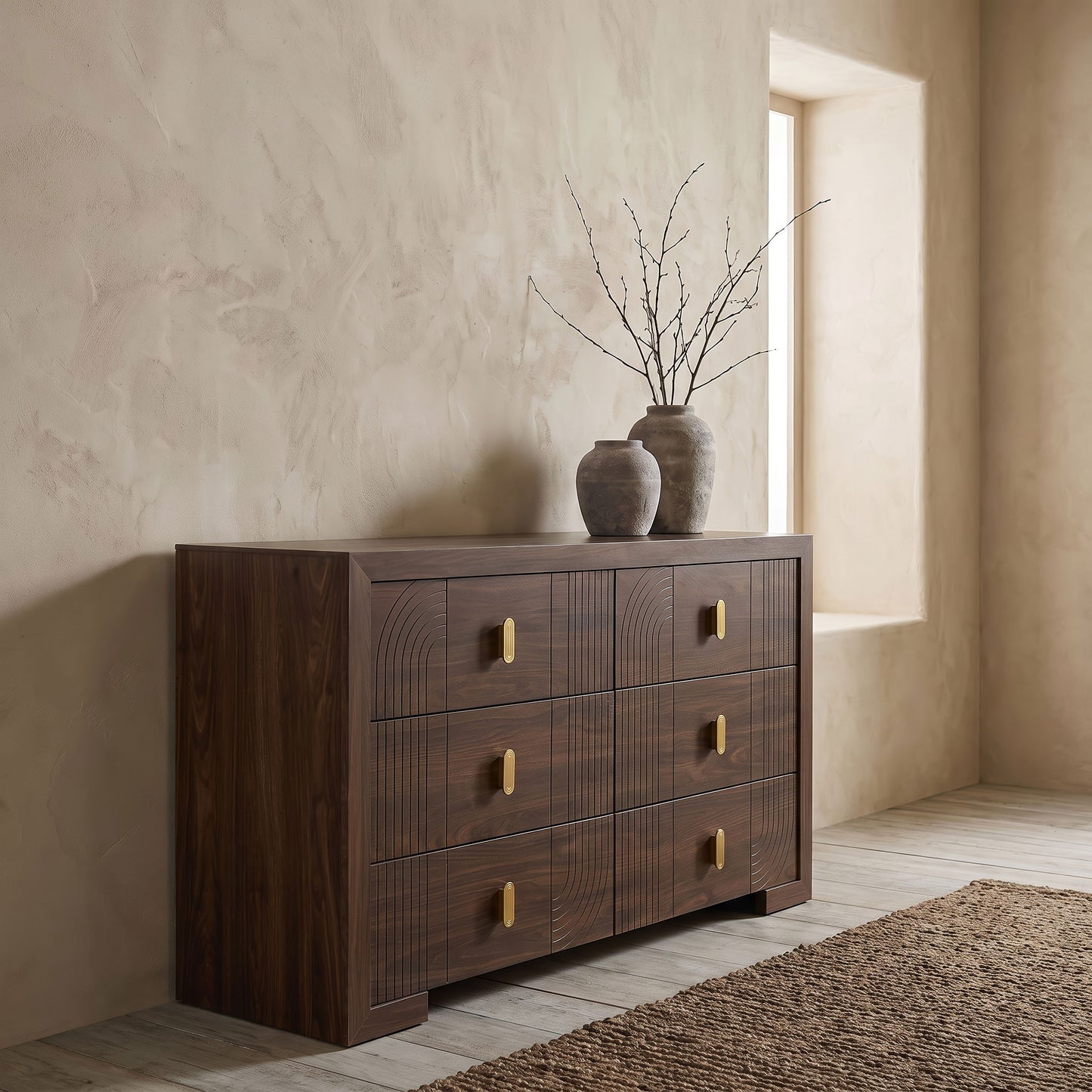 Etienne 6-drawer Bedroom Dresser Walnut