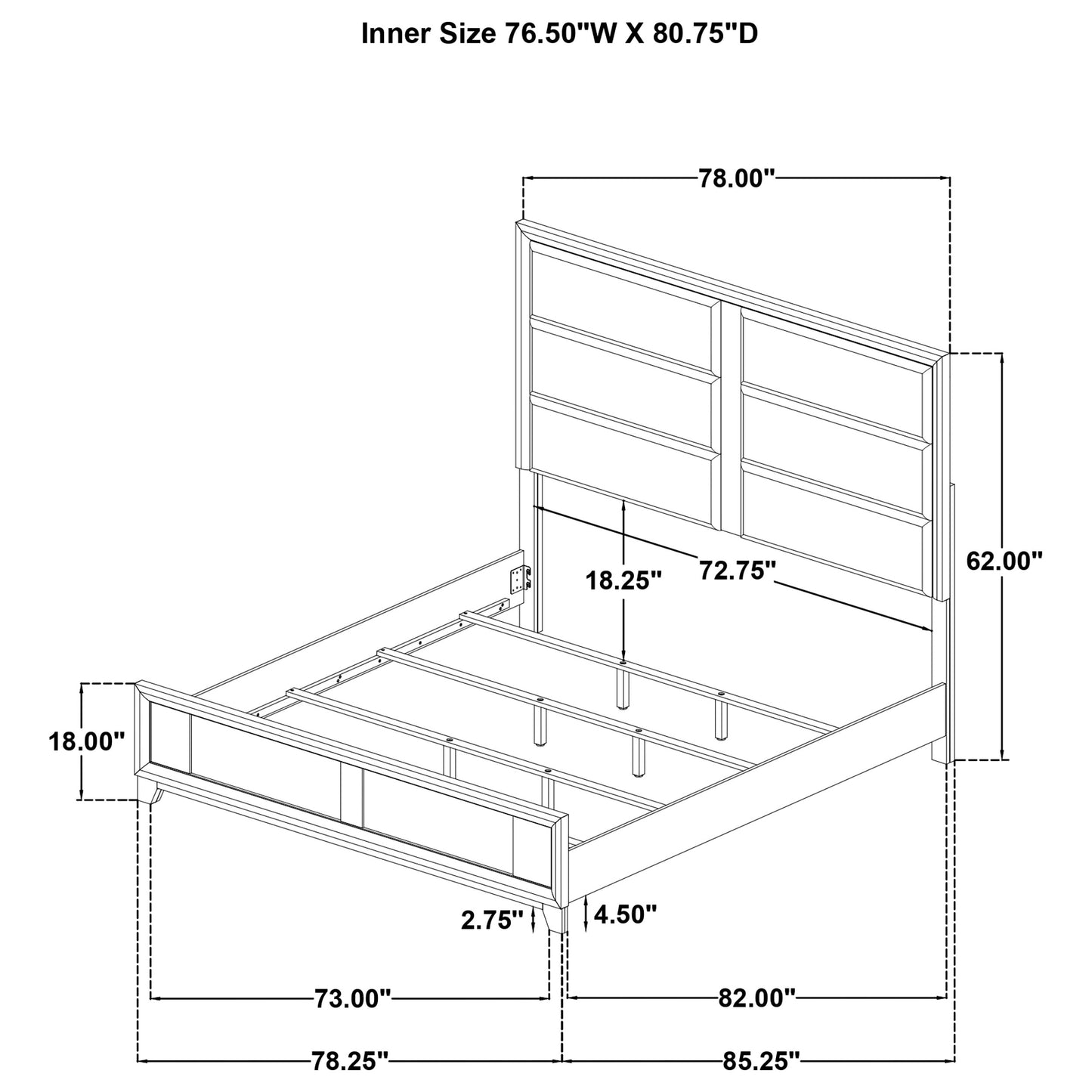 Farre Eastern King Upholstered Platform Panel Bed Washed Grey