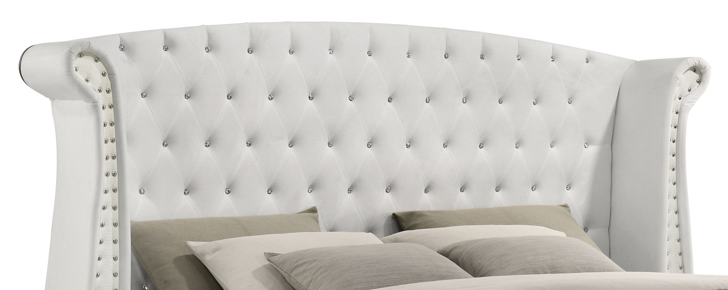 Barzini Upholstered Queen Wingback Bed White