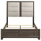 Farre Queen Upholstered Platform Panel Bed Dark Brown