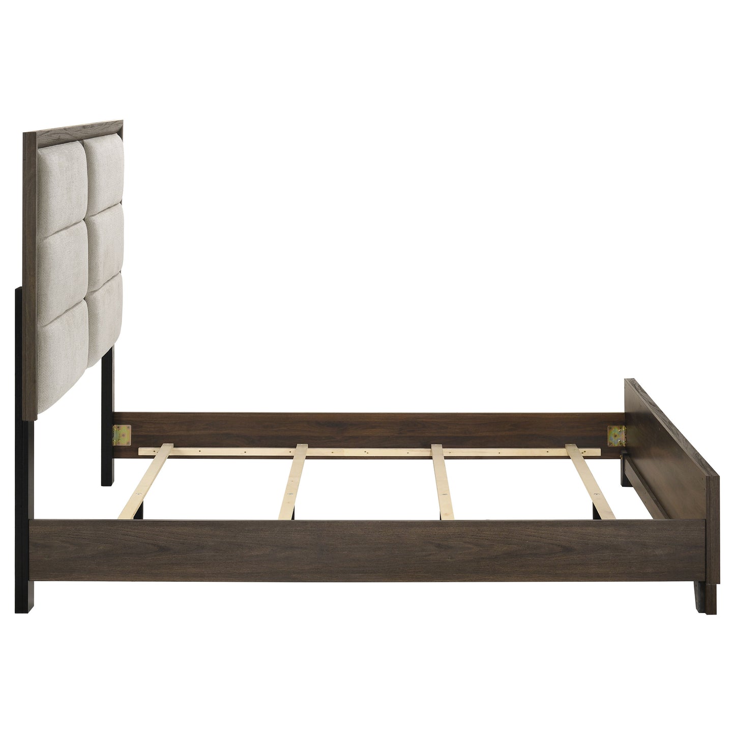 Farre Queen Upholstered Platform Panel Bed Dark Brown