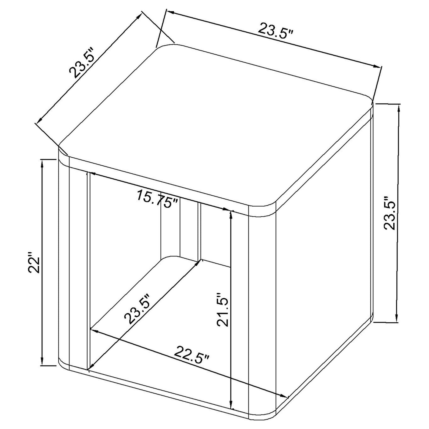 Alsina Square End Table with Open Shelf Greige