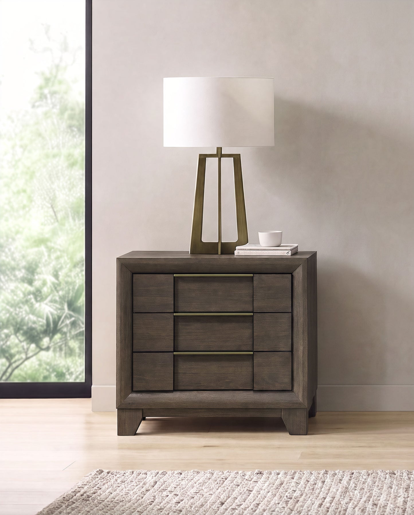 Farre 3-drawer Nightstand Bedside Table Dark Brown