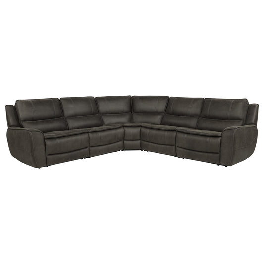 Marcell 5-Piece L-Shaped Modular Power Reclining Sectional Sofa Grey