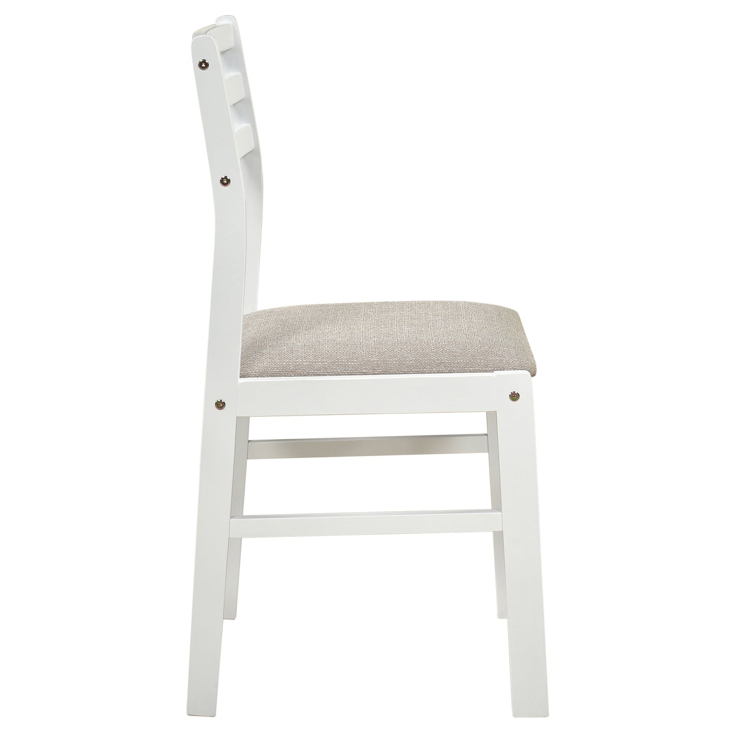 Sykes Fabric Upholstered Ladder Back Side Chair White and Beige (Set of 2)