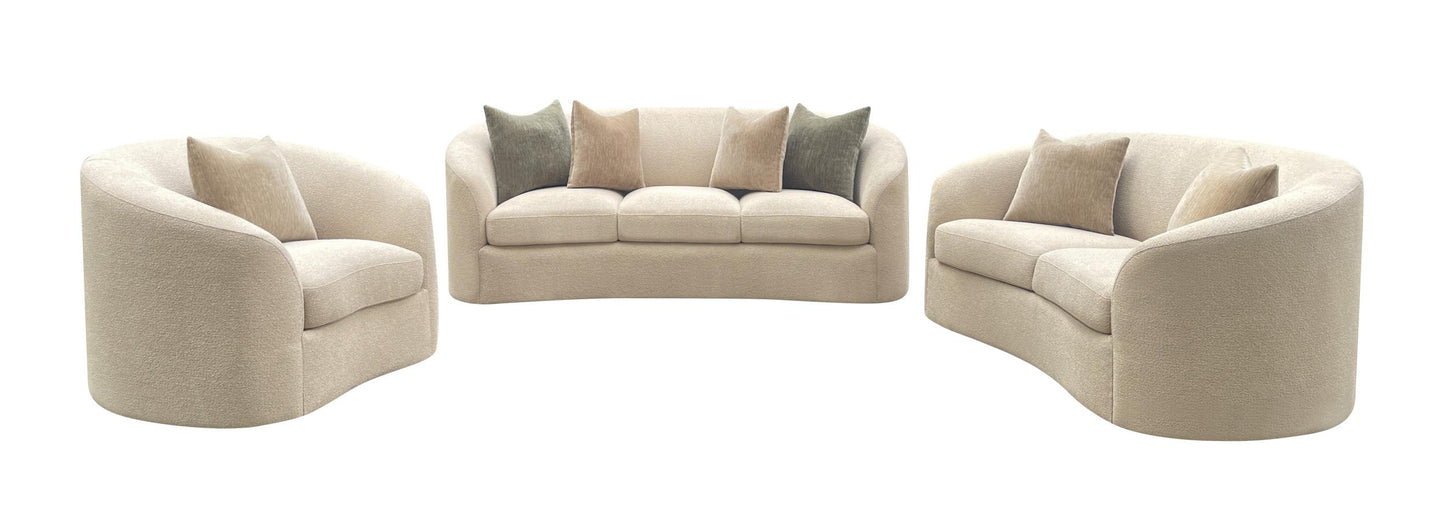 Rainn 3-piece Transitional Boucle Sofa Loveseat and Chair Set Camel