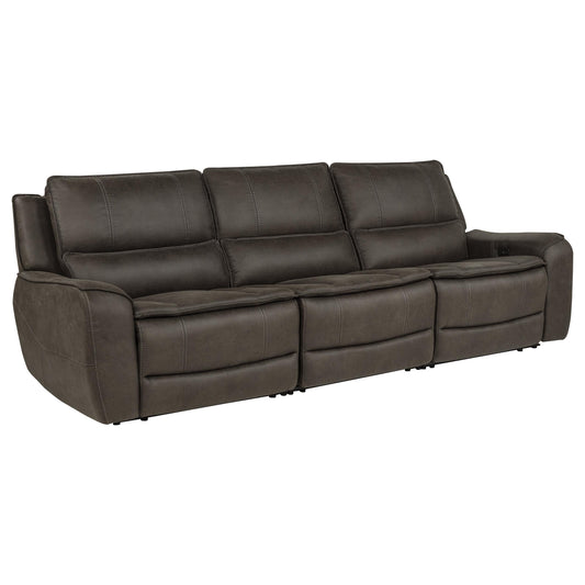 Marcell 3-Piece Transitional Power Reclining Sofa with USB Charging Grey