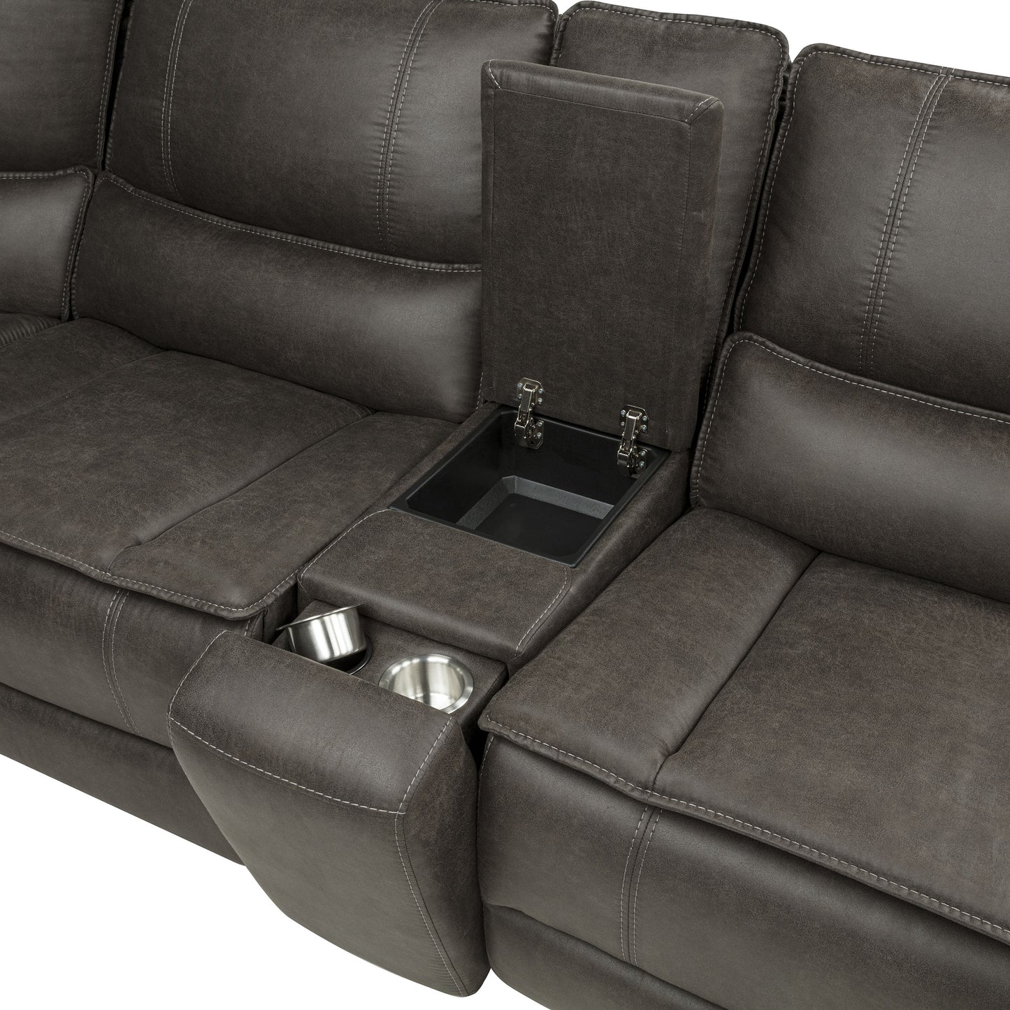 Marcell 5-Piece 3-Seat Power Home Theater Seating with Dual Consoles Grey