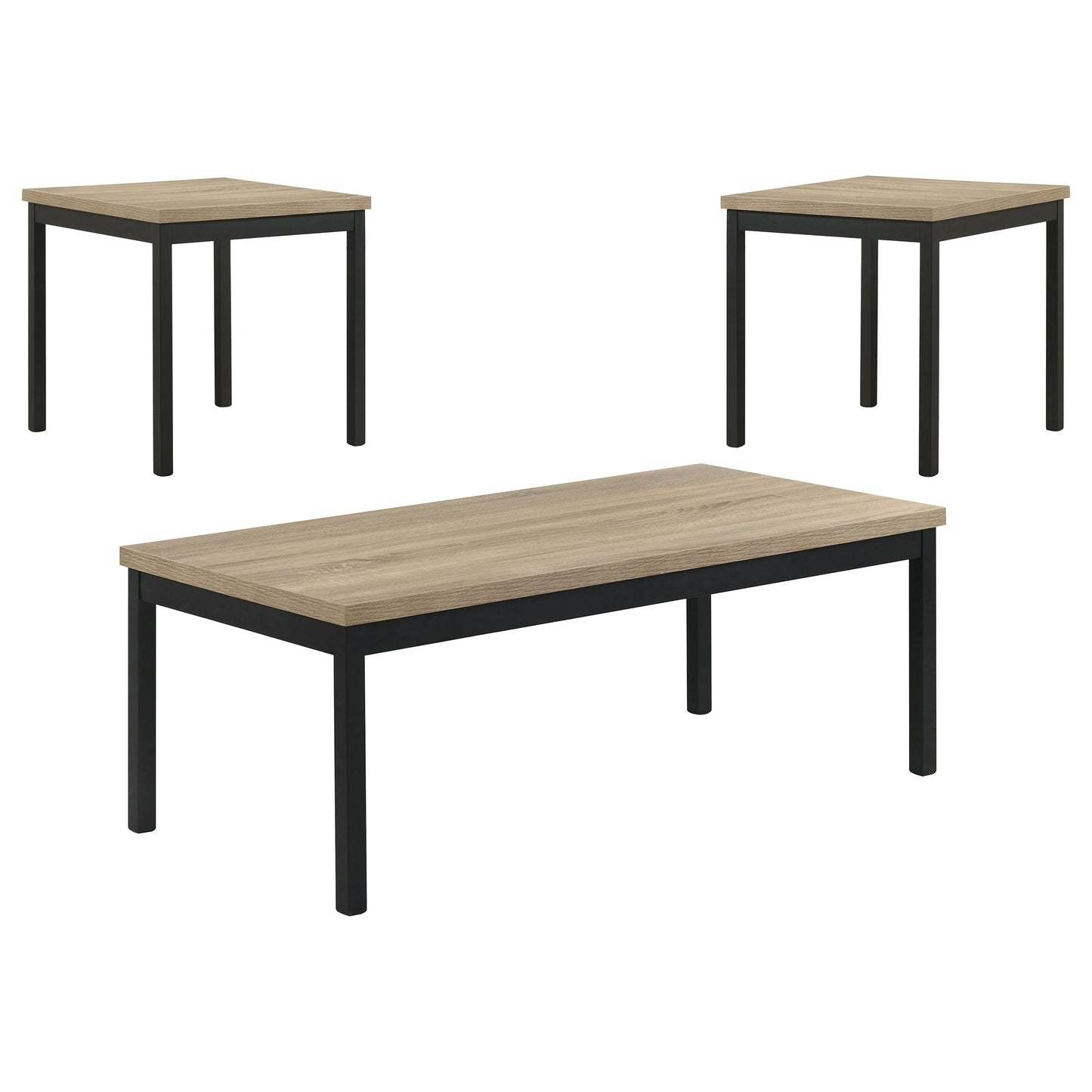 Garza 3-Piece Rectangular Coffee Table Set Greige Oak
