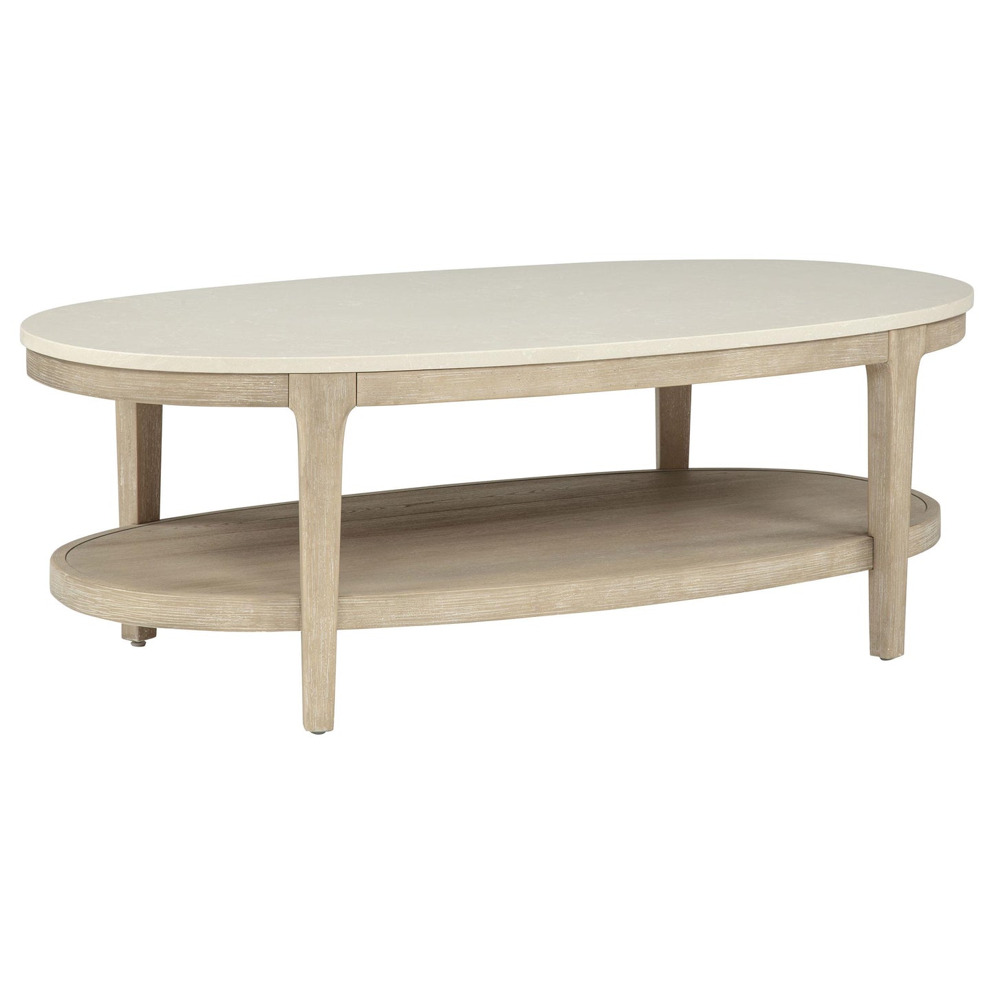Lucaire Oval Cultured Marble Top Coffee Table Honed Cream and Sandstone