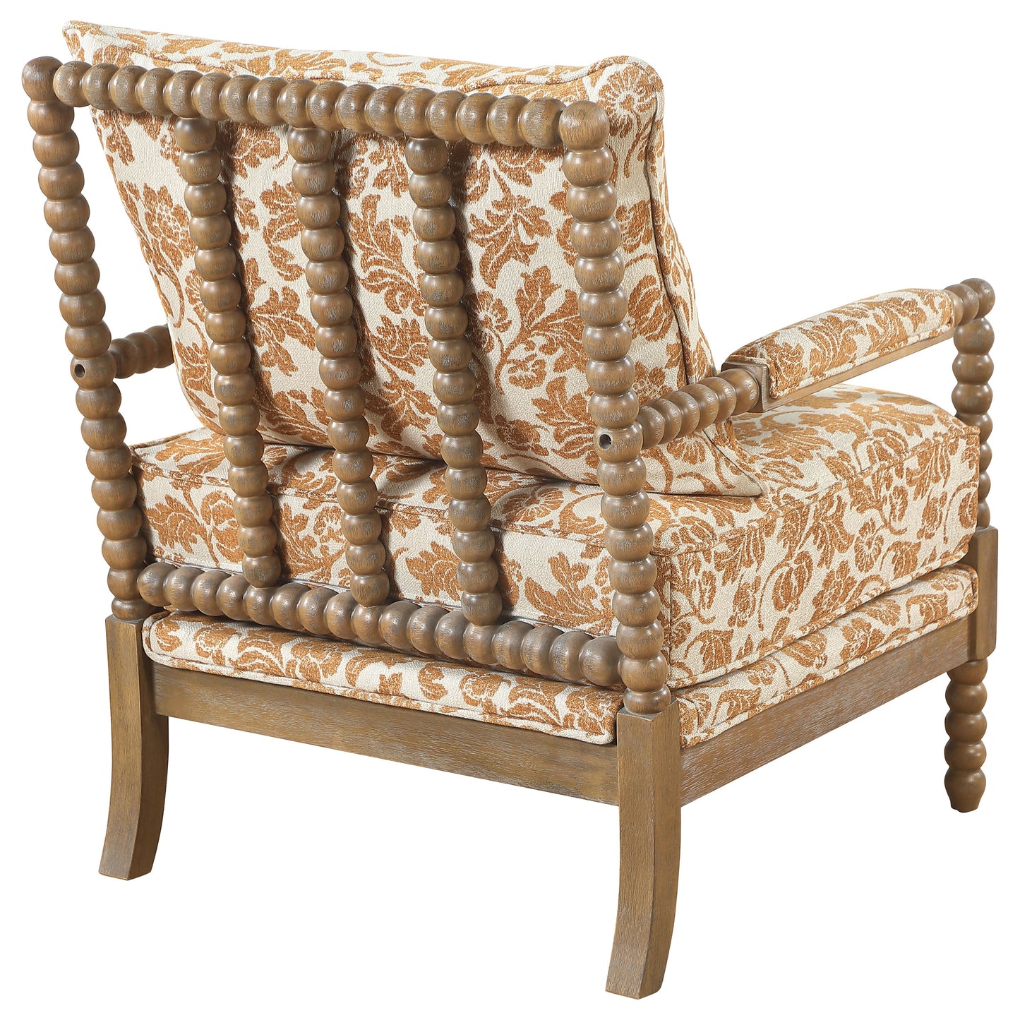 Blanchett Upholstered Bobbin Accent Chair Apricot and Distressed Brown