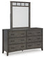 Montillan Queen Panel Bed with Mirrored Dresser and Chest