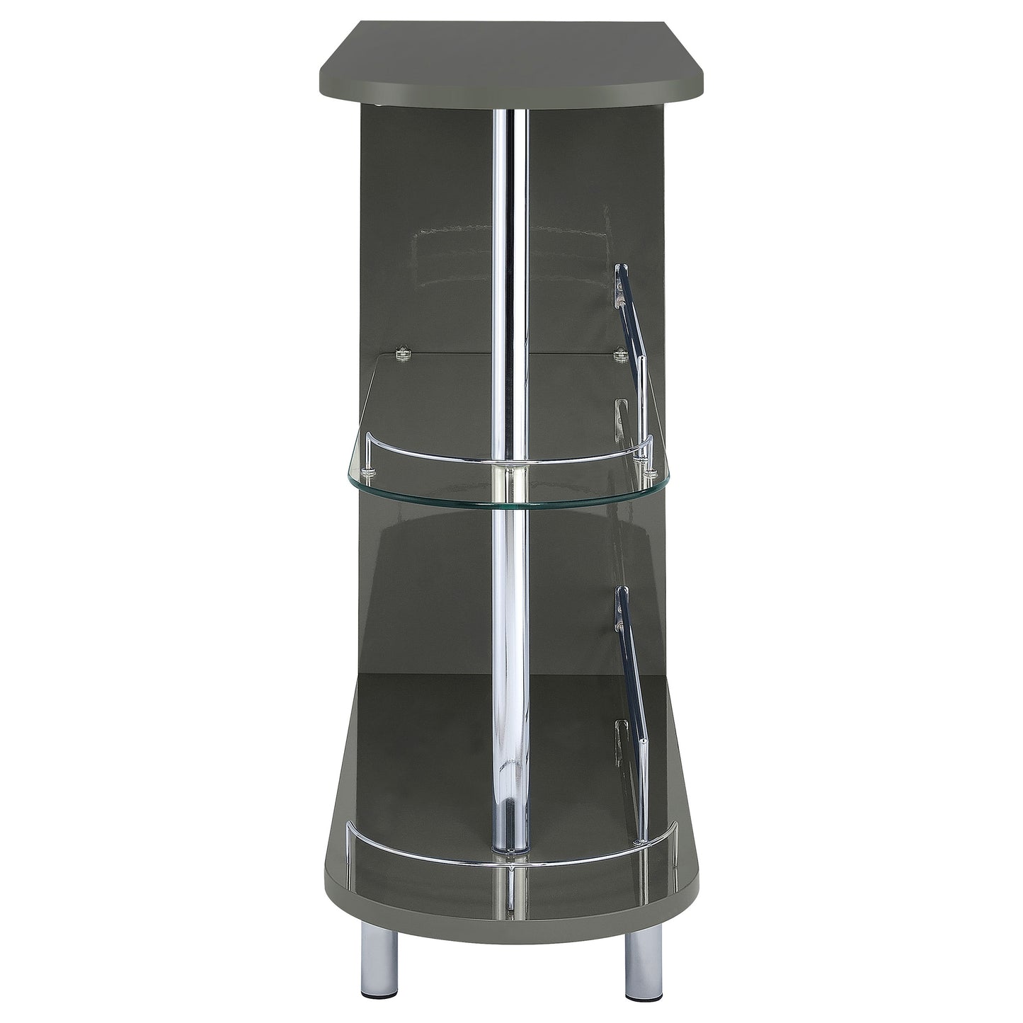 Adolfo 3-tier Bar Table Glossy Grey and Clear