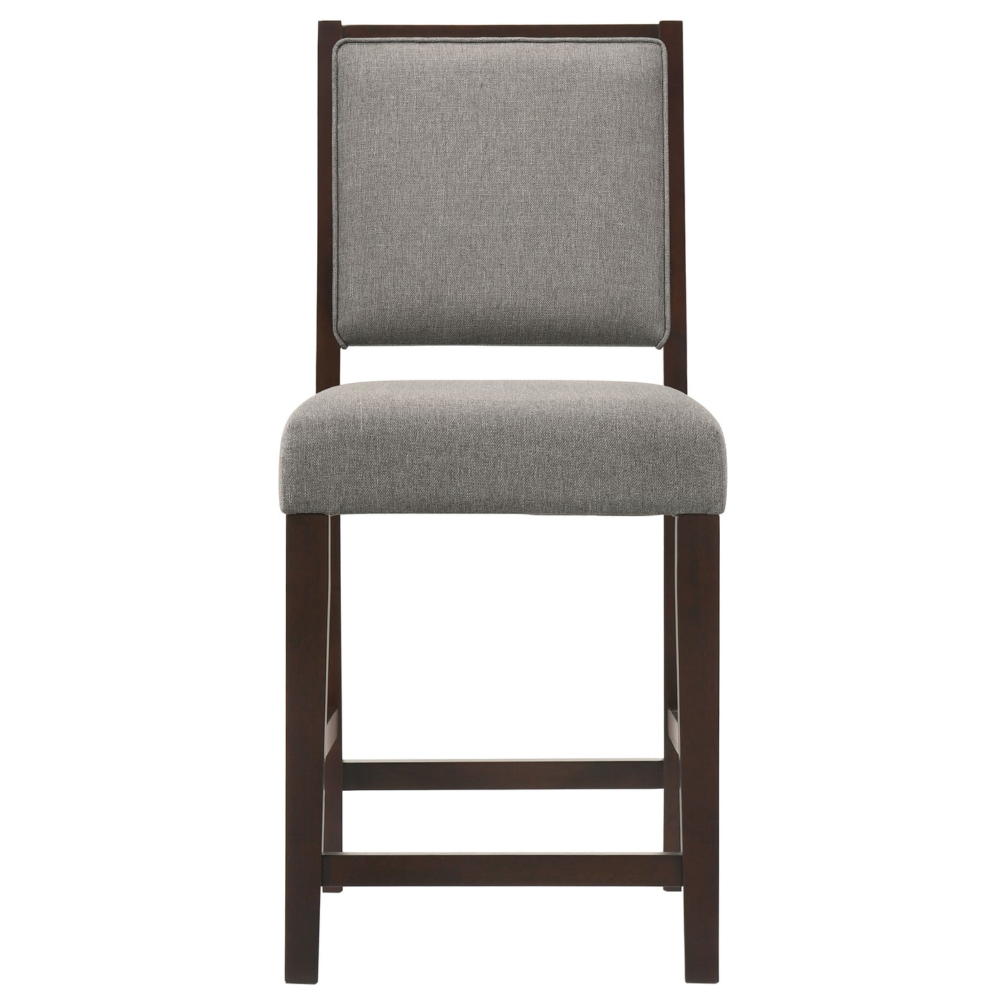 Bedford Upholstered Open Back Counter Height Stools with Footrest (Set of 2) Grey and Espresso