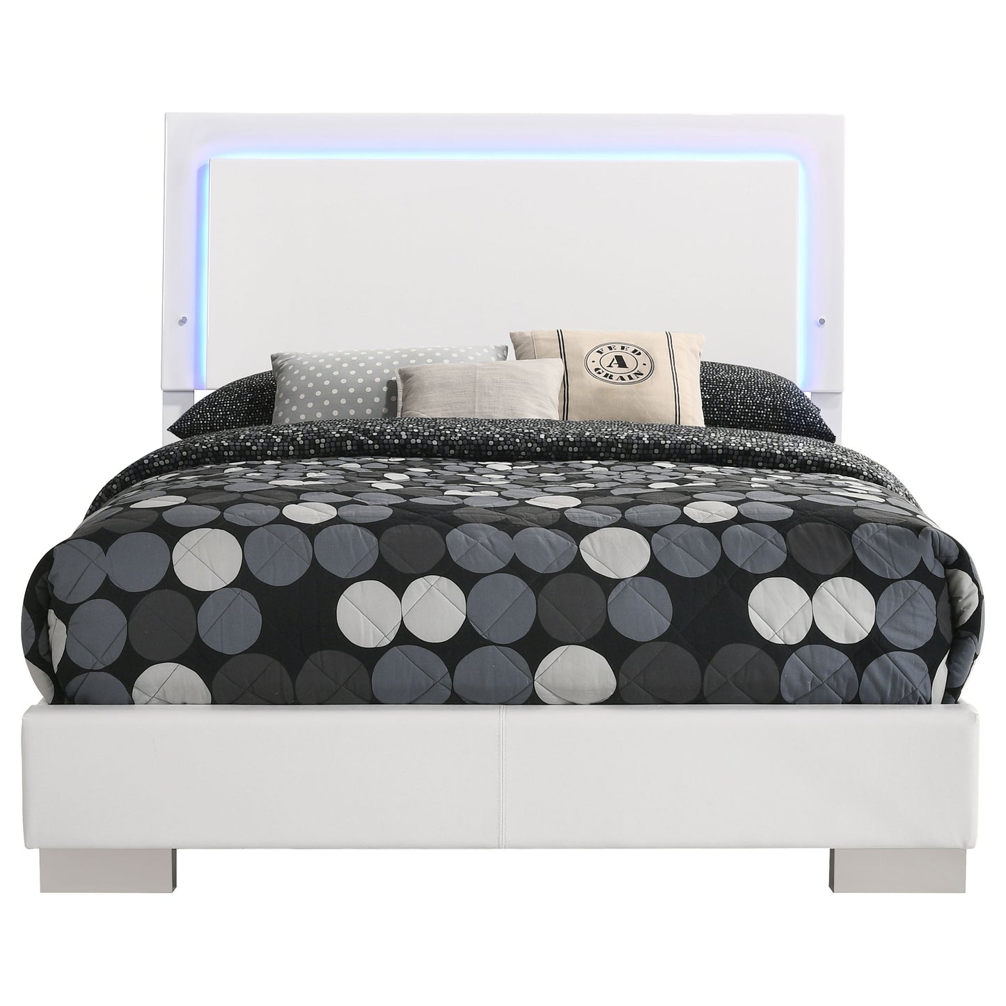 Felicity Wood Full LED Panel Bed White High Gloss